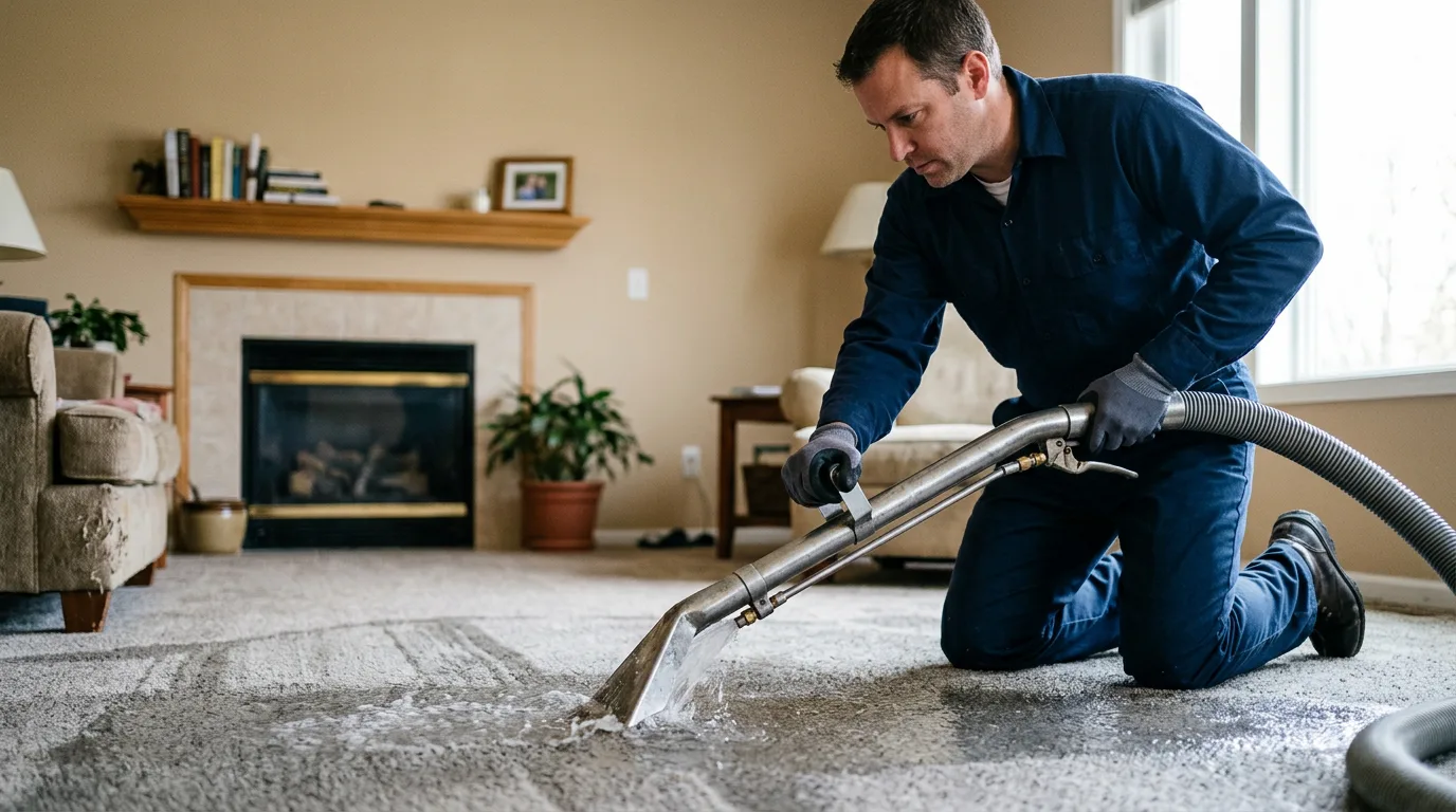 Water damage restoration technician working near Hillsdale, IN